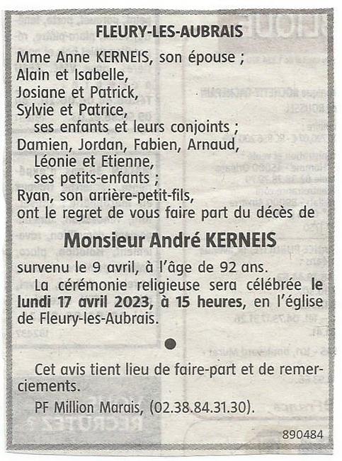 Avis de deces de mr kerneis andre corrige